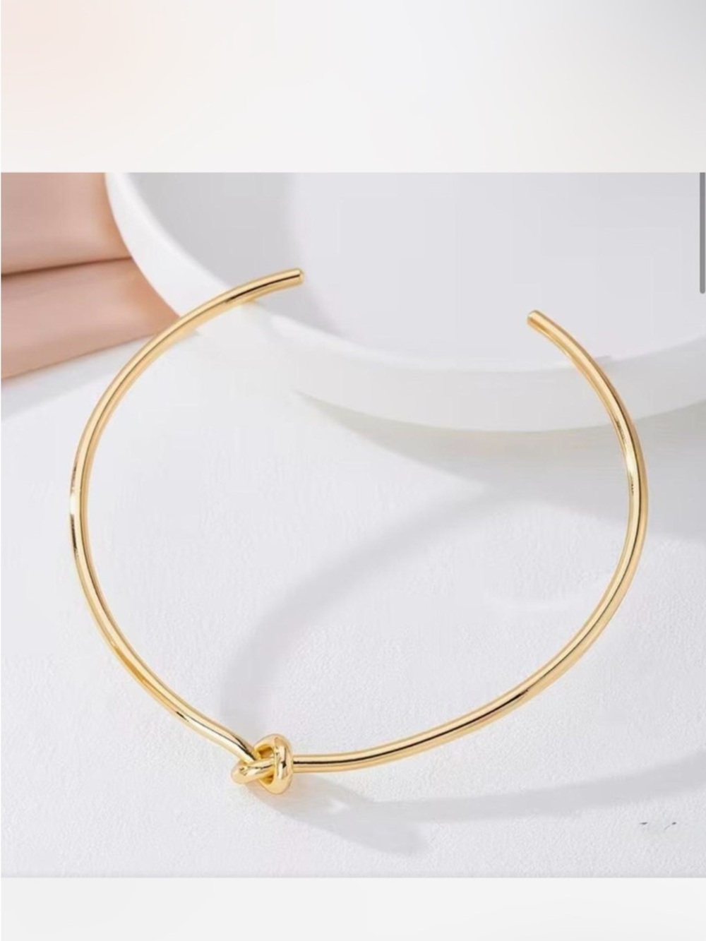 Gold Knotted Structured Collar Necklace NEW Minimalist Sculptural Statement